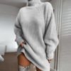 Women's Turtleneck Sweater Dress – Long Sleeve Winter Knit
