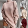 Women's Turtleneck Sweater Dress – Long Sleeve Winter Knit